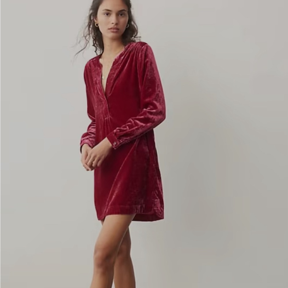 Anthropologie Burgundy Velour Tunic XS, fits like S/M